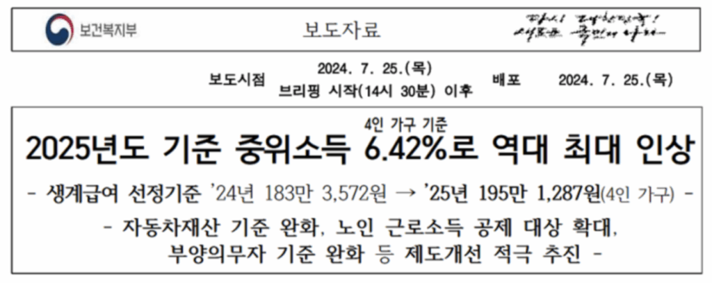 2025년 기준 중위소득 계산 100% 140% 150% | 건강보험료 1